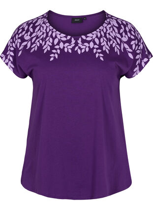 T-Shirt aus Baumwolle mit Printdetails, Violet Ind Mel Feath, Packshot image number 0