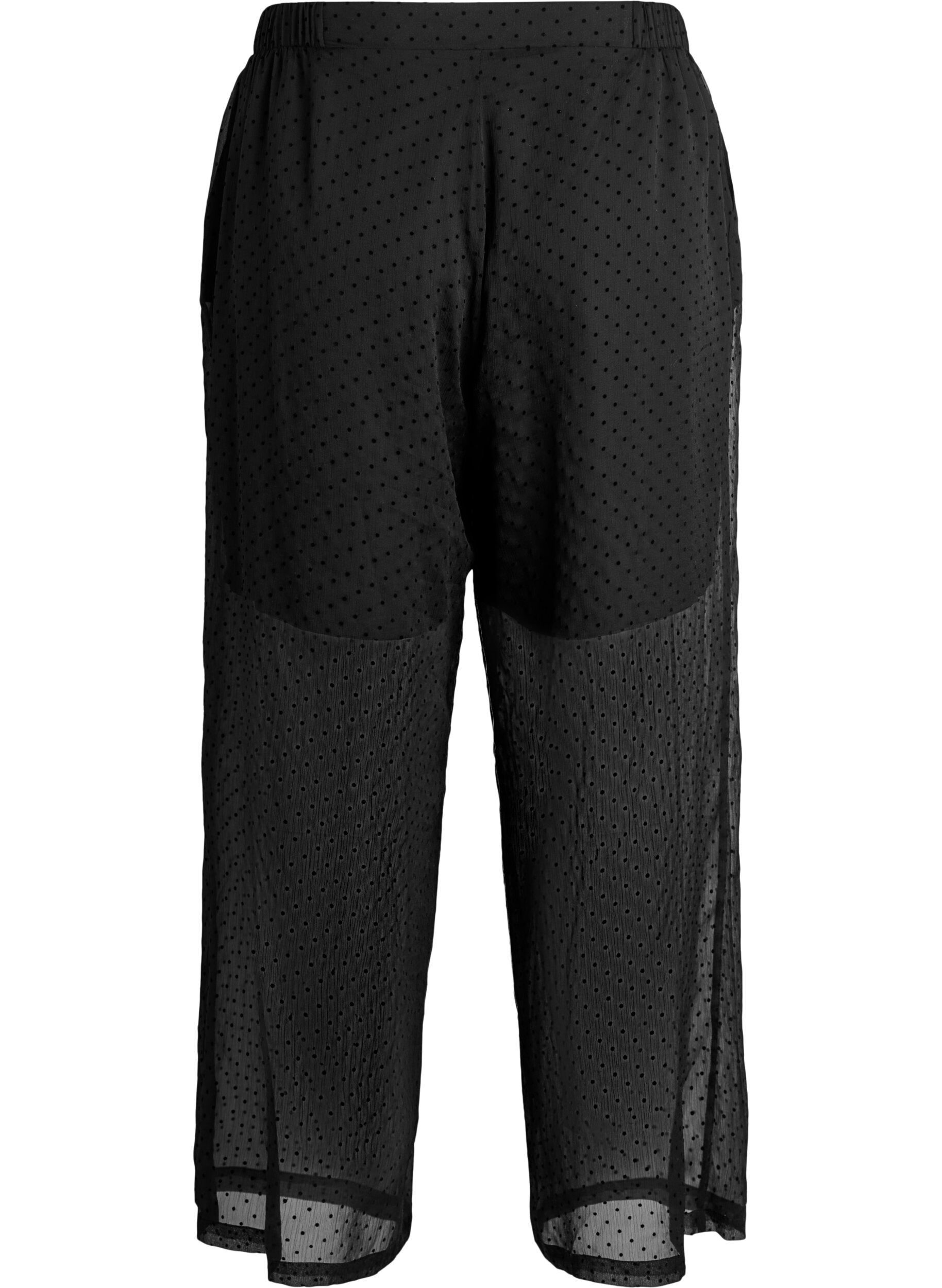 ZizziLockere Hose aus Chiffon mit Punkten, Schwarz, Packshot image number 1