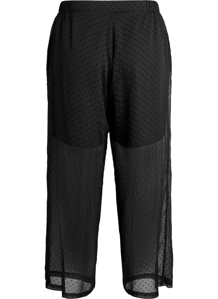 Lockere Hose aus Chiffon mit Punkten, Schwarz, Packshot image number 1