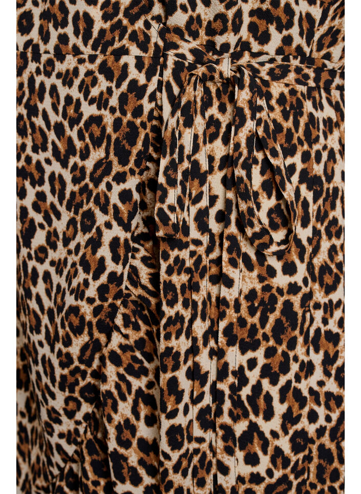 Wickelkleid mit Print und kurzen &Auml;rmeln, Braun, Packshot image number 3