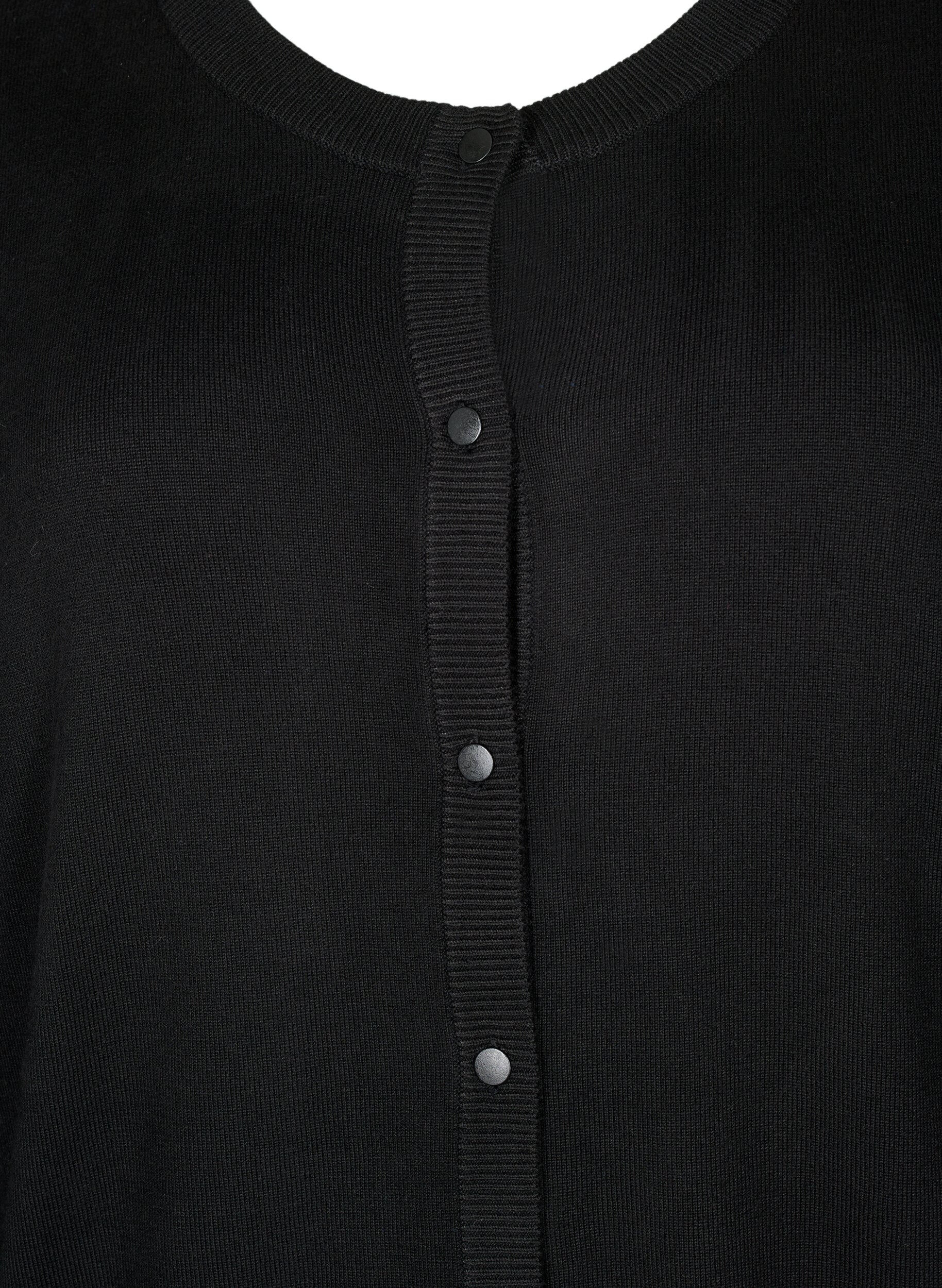 ZizziStrickjacke mit Rundhalsausschnitt und Kn&ouml;pfen, Schwarz, Packshot image number 2