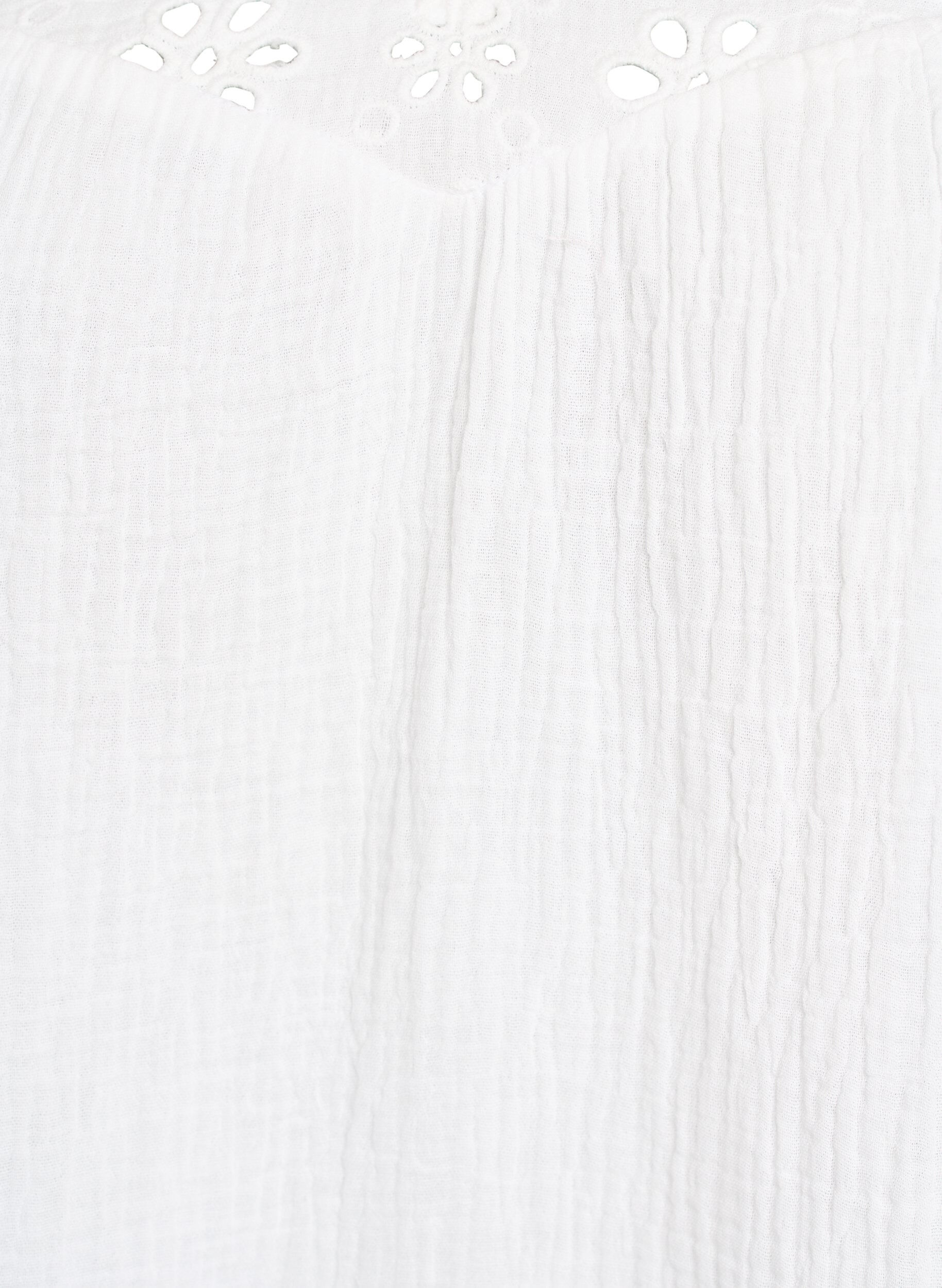 ZizziBluse aus Baumwoll-Musselin mit Broderie Anglaise und 1/2-&Auml;rmeln, Wei&szlig;, Packshot image number 2