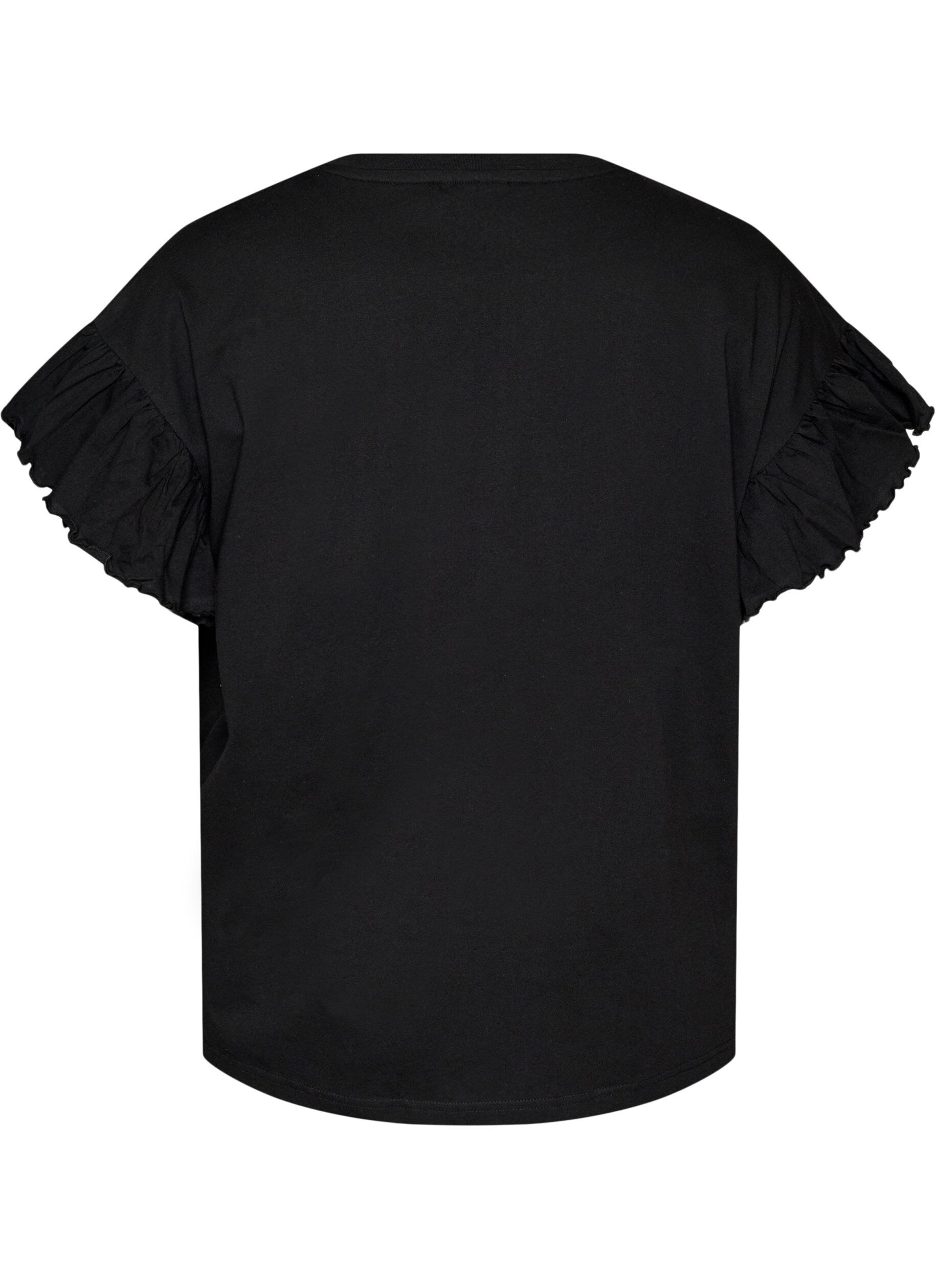 ZizziT-Shirt aus Bio-Baumwolle mit R&uuml;schen&auml;rmeln, Schwarz, Packshot image number 1