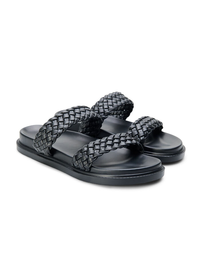 Wide Fit Sandalen aus Leder, Black, Packshot image number 1