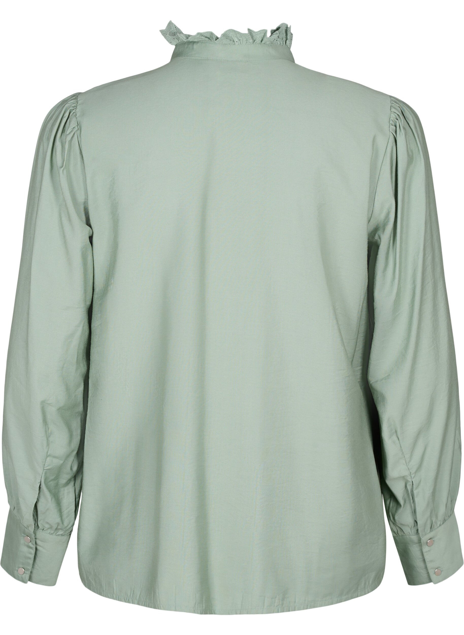 ZizziViskose Shirt Bluse mit Ruffles, Green Bay, Packshot image number 1