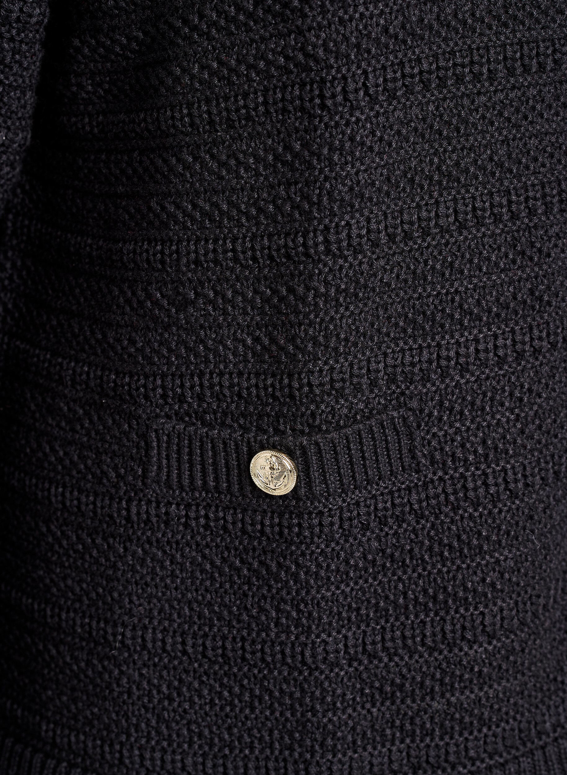 ZizziStrickjacke mit Strukturstrick und dekorativen Kn&ouml;pfen, Schwarz, Packshot image number 3