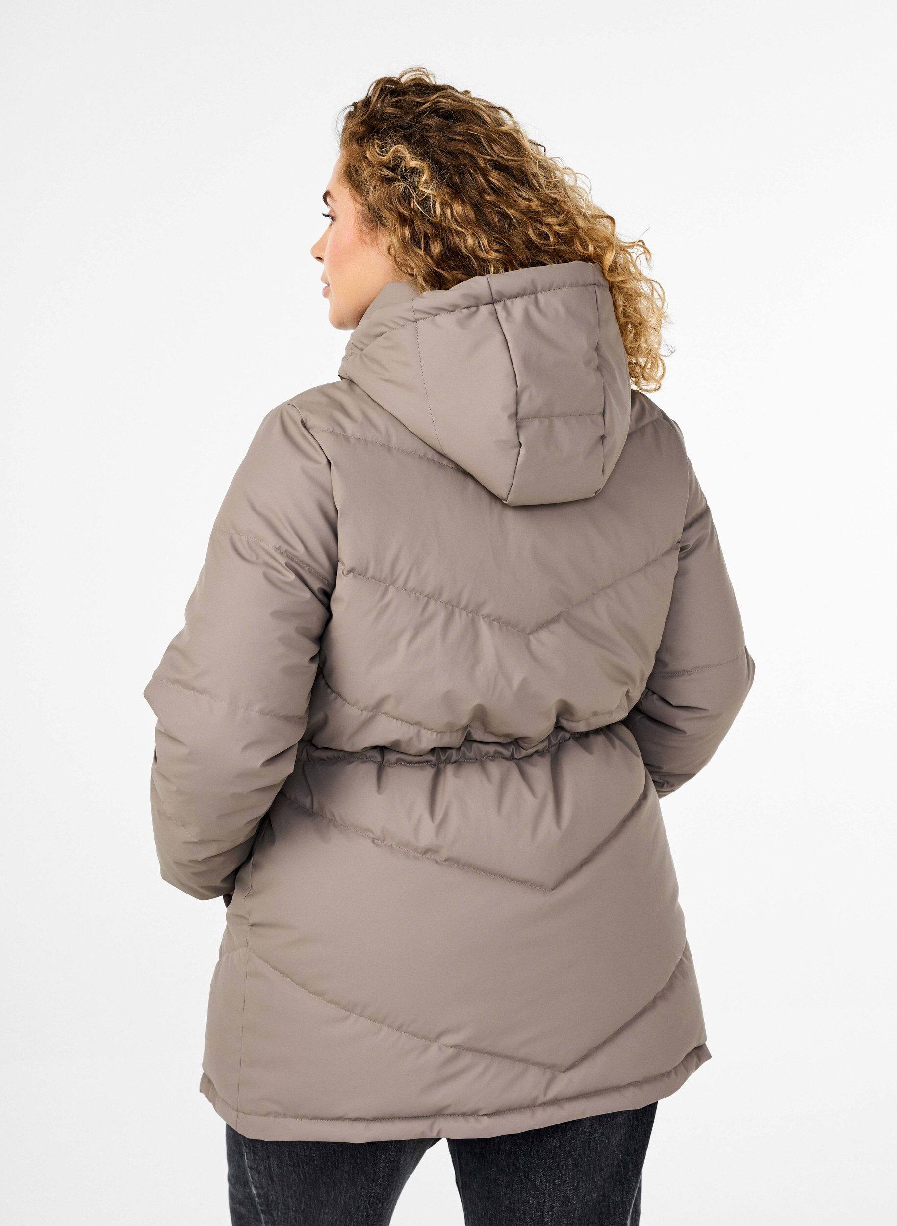 ZizziWasserabweisende Steckenjacke mit Kapuze, Beige, Model image number 2