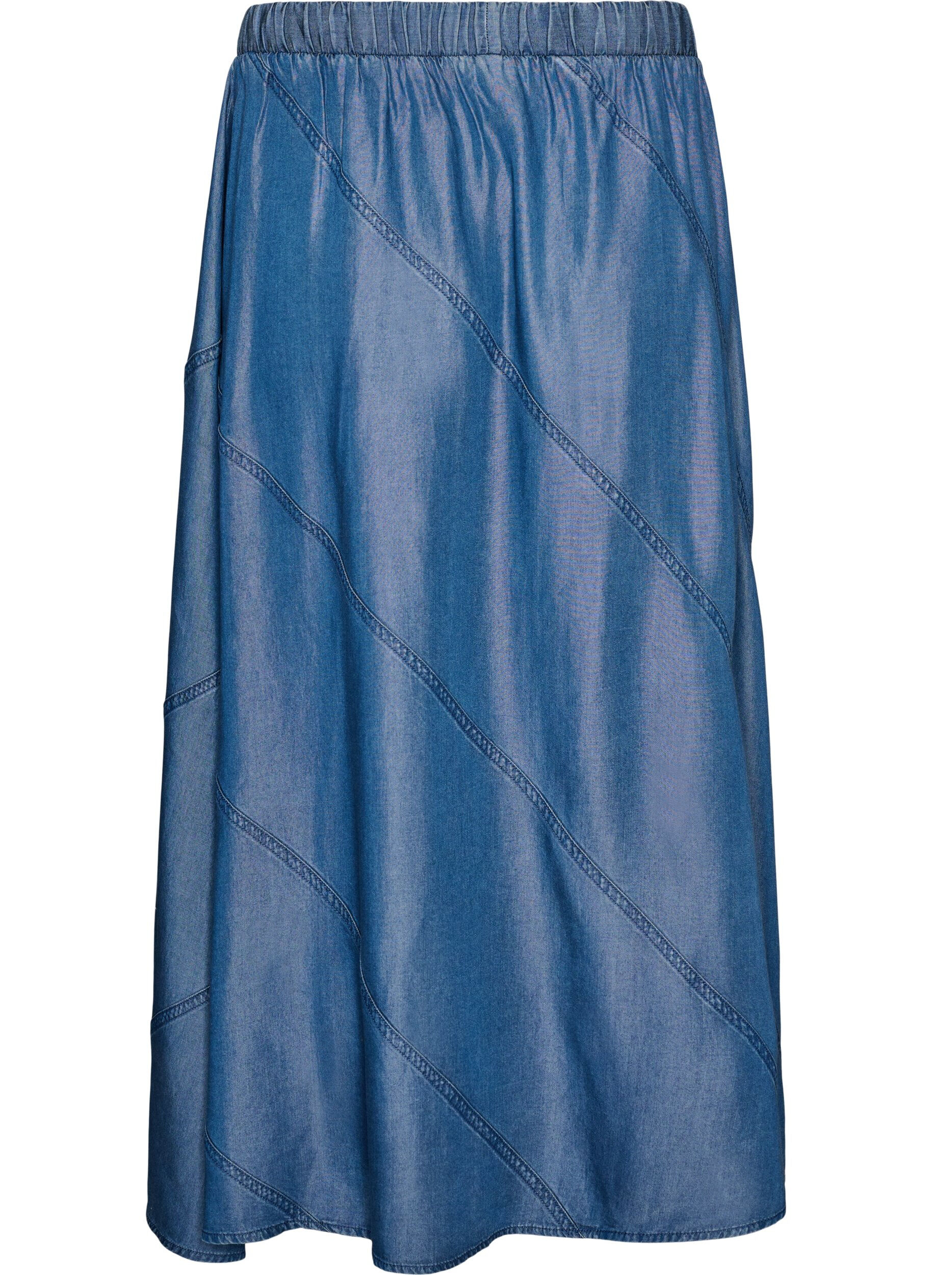 ZizziMaxirock in Denim-Optik aus TENCEL&trade; Lyocell, Blau, Packshot image number 1