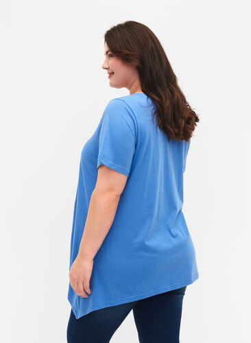 T-Shirt aus Baumwolle mit kurzen Ärmeln, Ultramarine HEAVENLY, Model image number 1