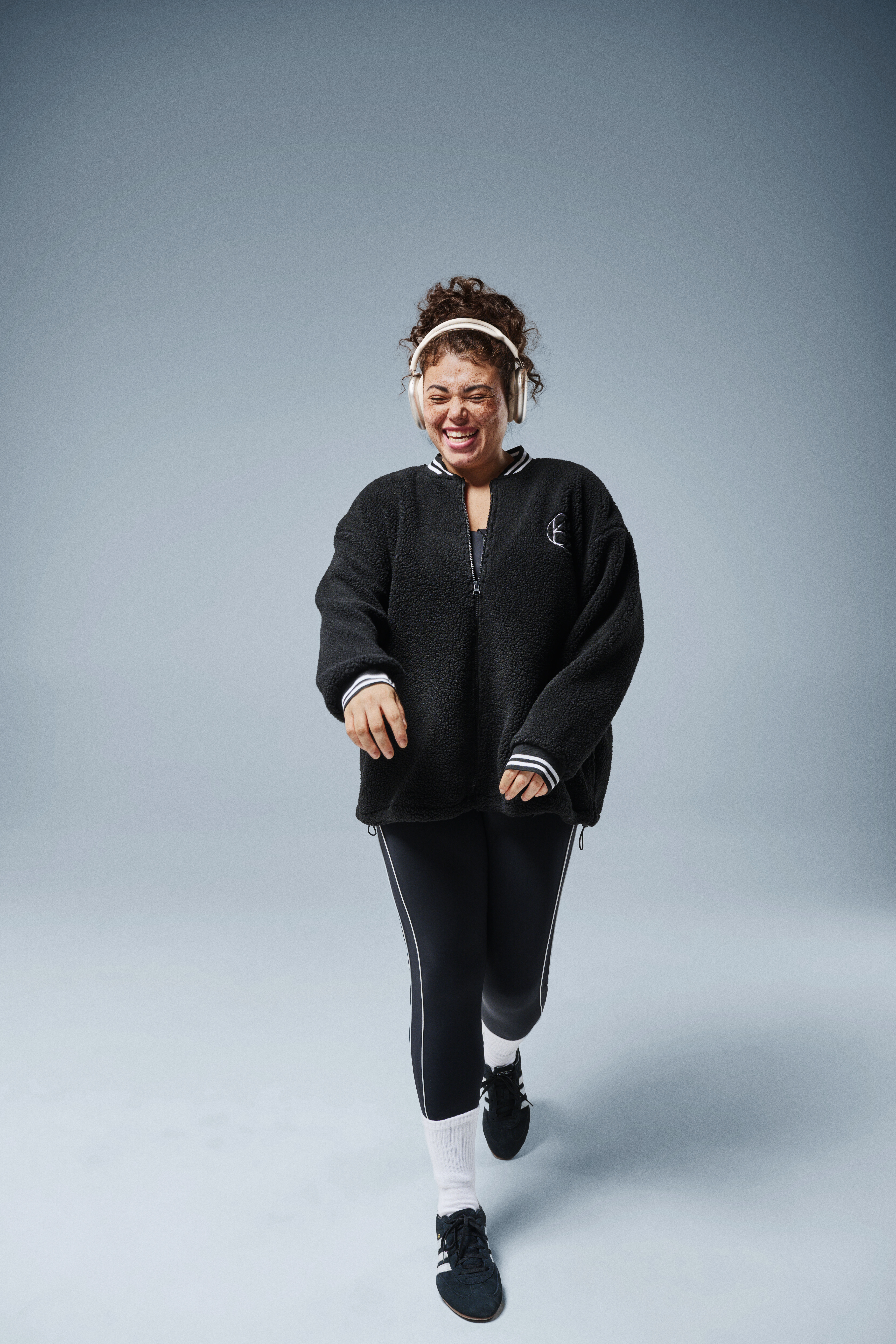 ZizziTeddy-Fleecejacke mit Streifendetails, , Model