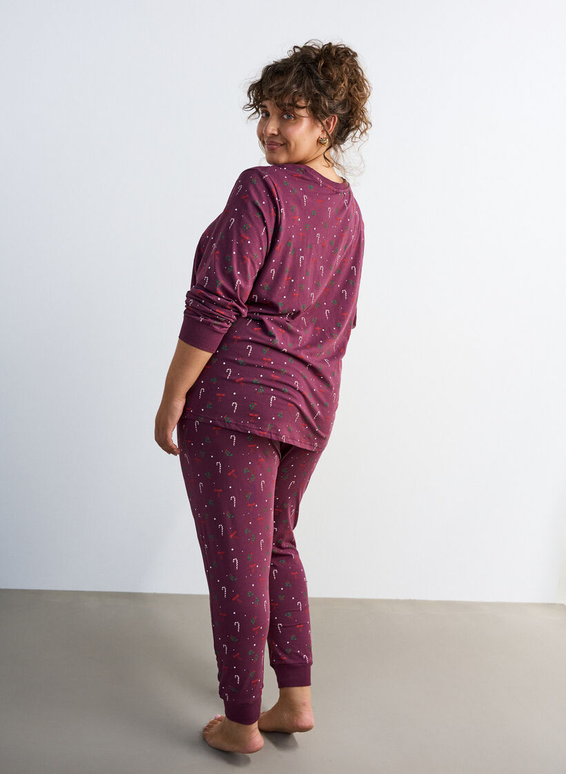 Bedruckte Pyjamahose, Dunkles Bordeaux, Model image number 1