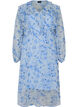Gebl&uuml;mtes Kleid aus Chiffon mit R&uuml;schen und langen &Auml;rmeln, Blau, Packshot image number 0