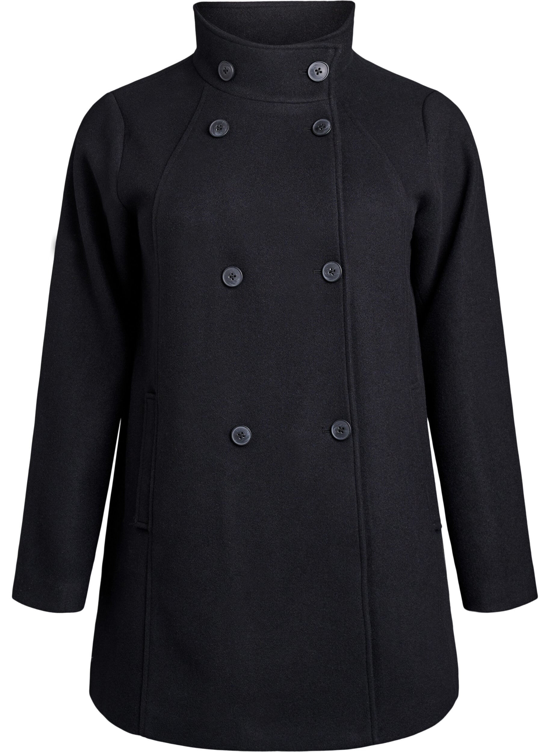 ZizziKurzmantel in A-Linie, Schwarz, Packshot image number 0
