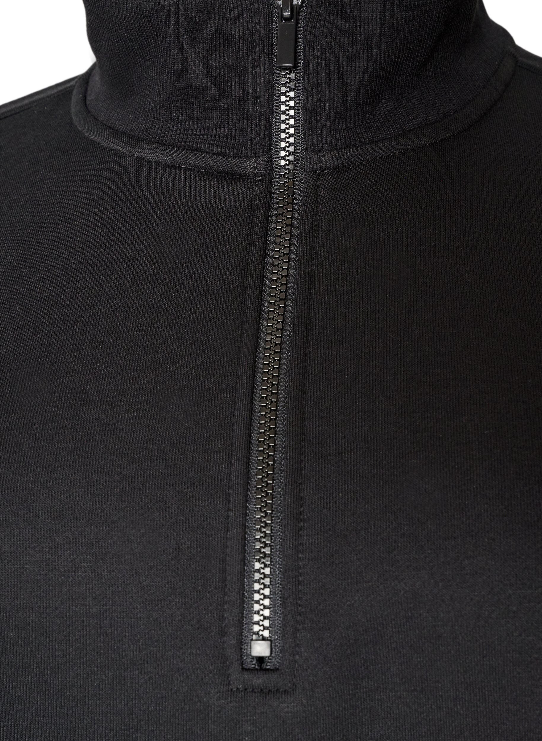 ZizziSweatkleid mit hohem Rippkragen und Rei&szlig;verschluss, Schwarz, Packshot image number 2
