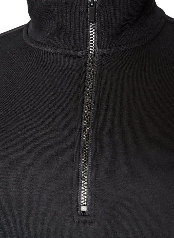 Sweatkleid mit hohem Rippkragen und Rei&szlig;verschluss, Schwarz, Packshot image number 2