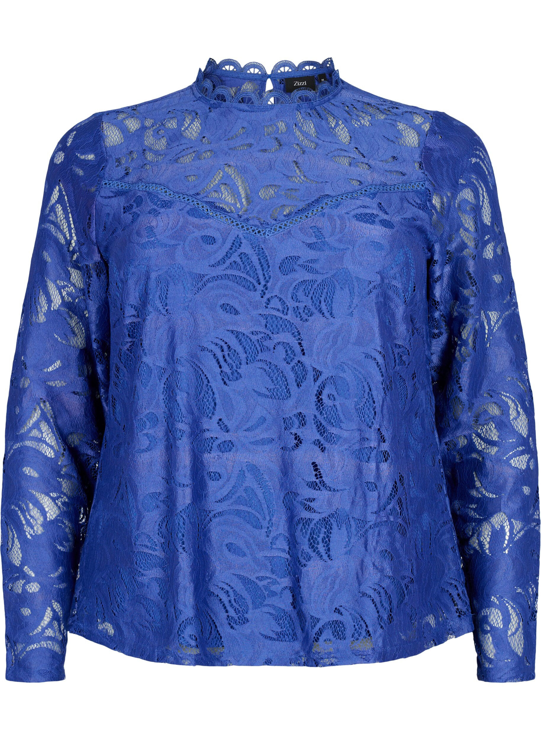 ZizziLang&auml;rmelige Spitzenbluse, Deep Ultramarine, Packshot image number 0
