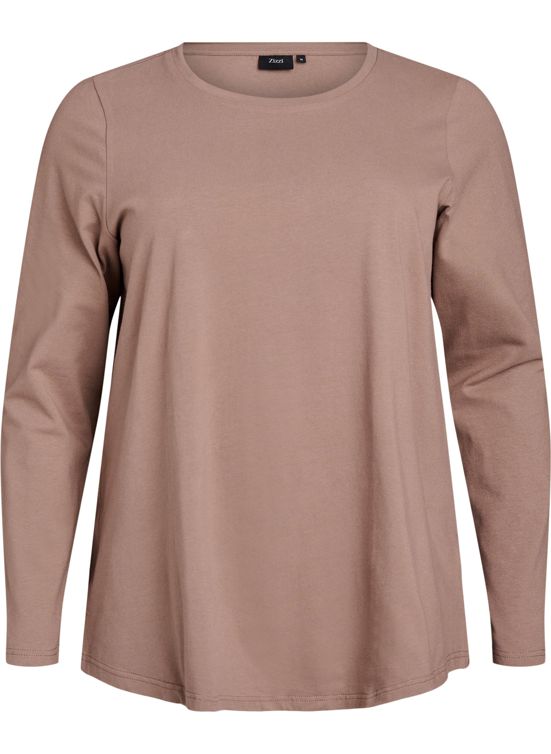 ZizziBasic Bluse aus Jersey mit langen &Auml;rmeln, Braun, Packshot image number 0