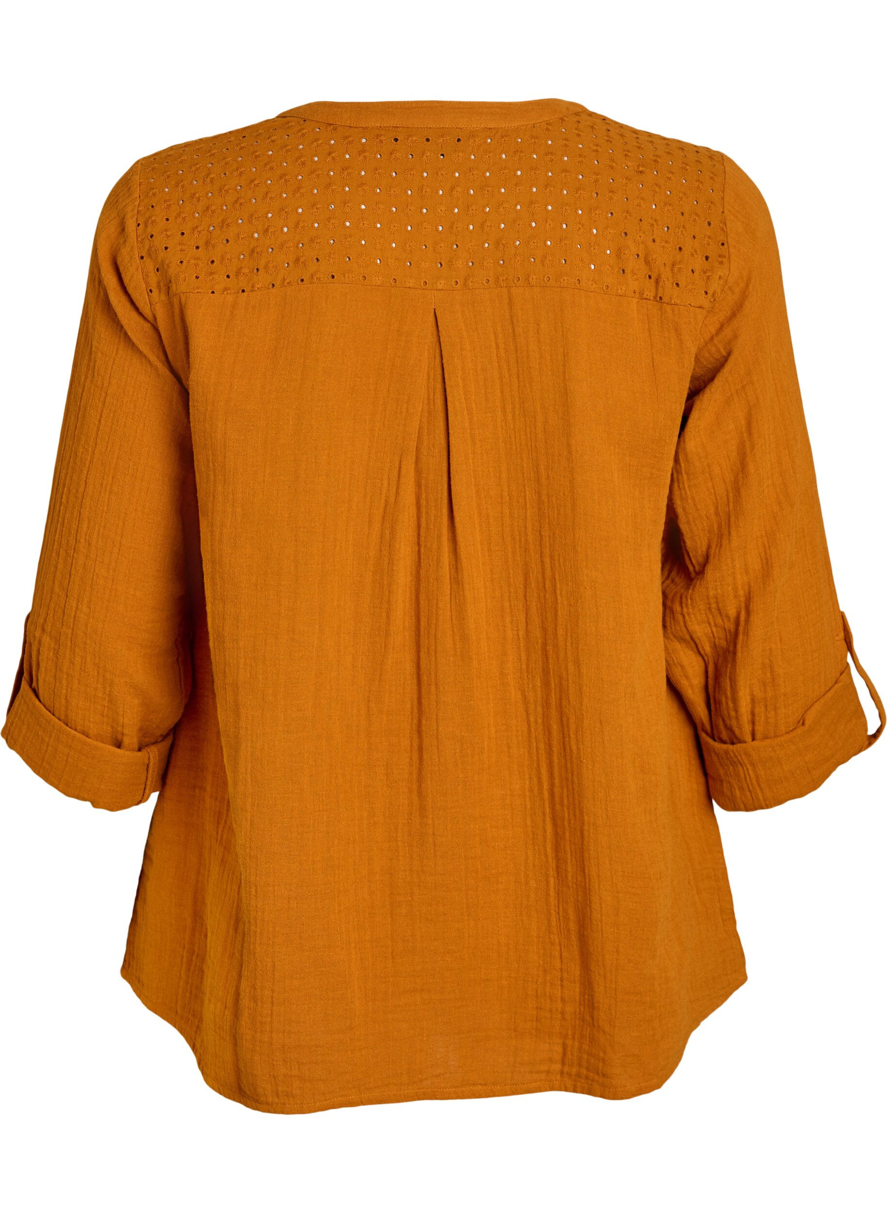 ZizziBluse aus Baumwollmusselin mit Lochstickerei, Orange, Packshot image number 1