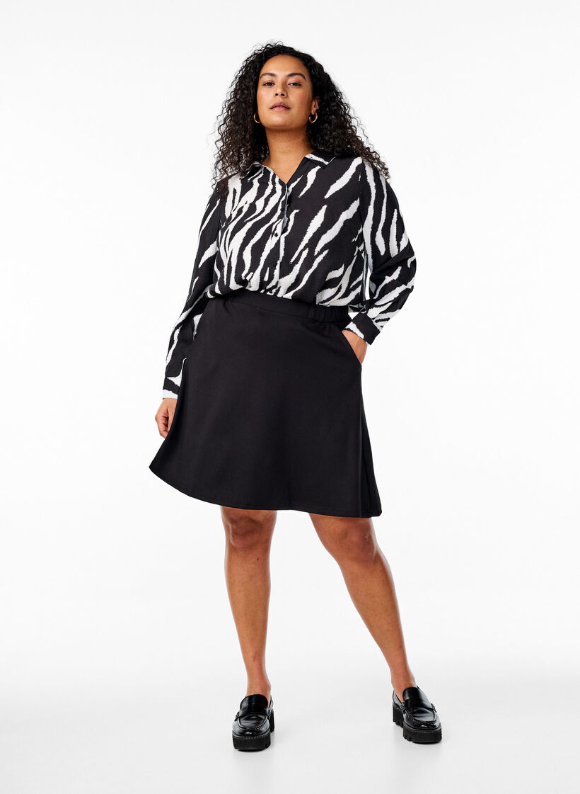 Bluse mit Zebraprint, Schwarz, Model image number 1