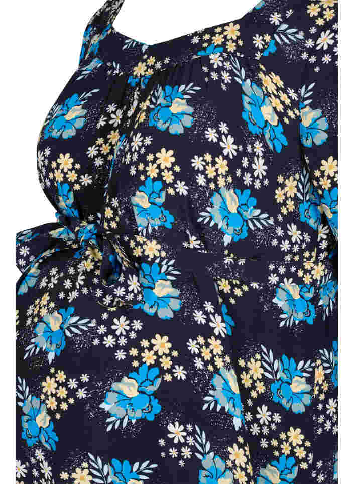 Geblümte Schwangerschaftsbluse aus Viskose, Blue Flower AOP, Packshot image number 2