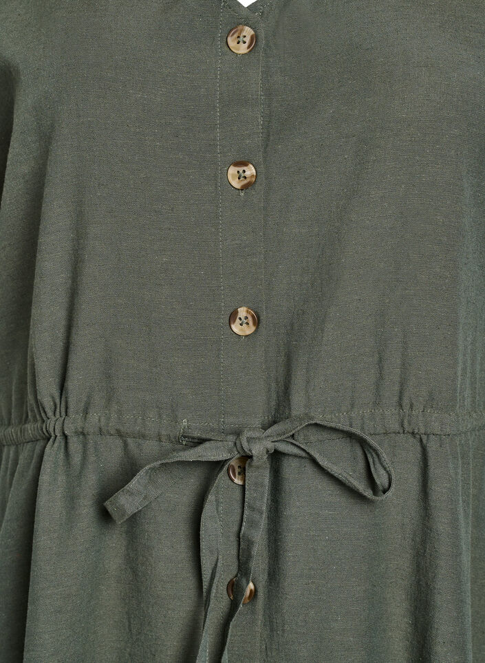 Maxi-Kleid mit Knöpfen und Bindegürtel, Grün, Packshot image number 2