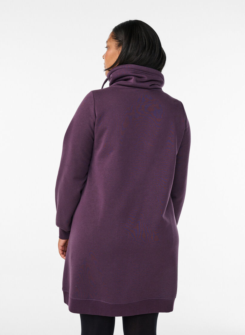 Kurzes Sweatshirtkleid mit Stehkragen und Taschen, Lila, Model image number 2