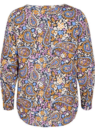 Bluse aus 100% Viskose mit Blumendruck, Black G. Sky Paisley, Packshot image number 1
