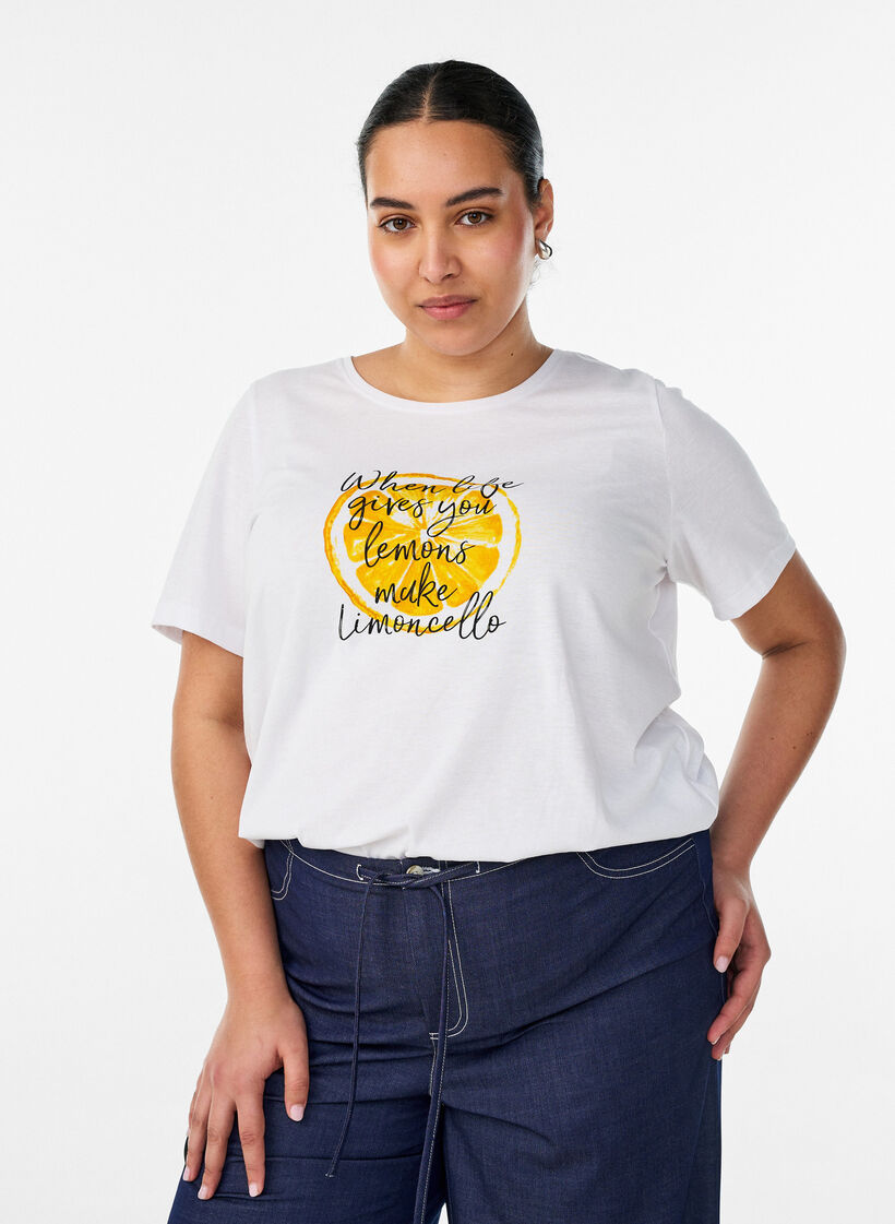 T-Shirt mit Print, Wei&szlig;, Model image number 0