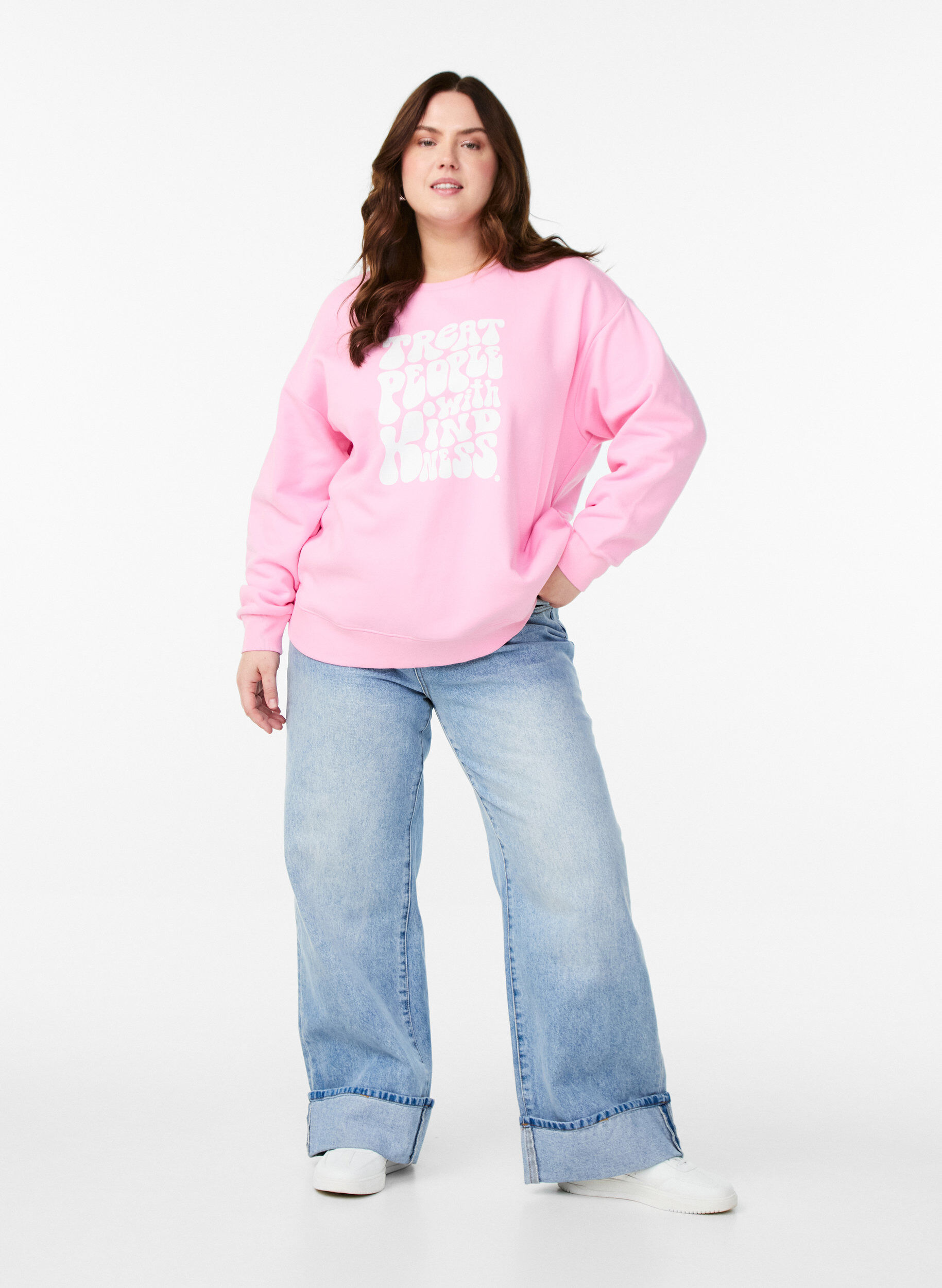 ZizziSweatshirt mit Textaufdruck, Bubblegum, Model image number 2