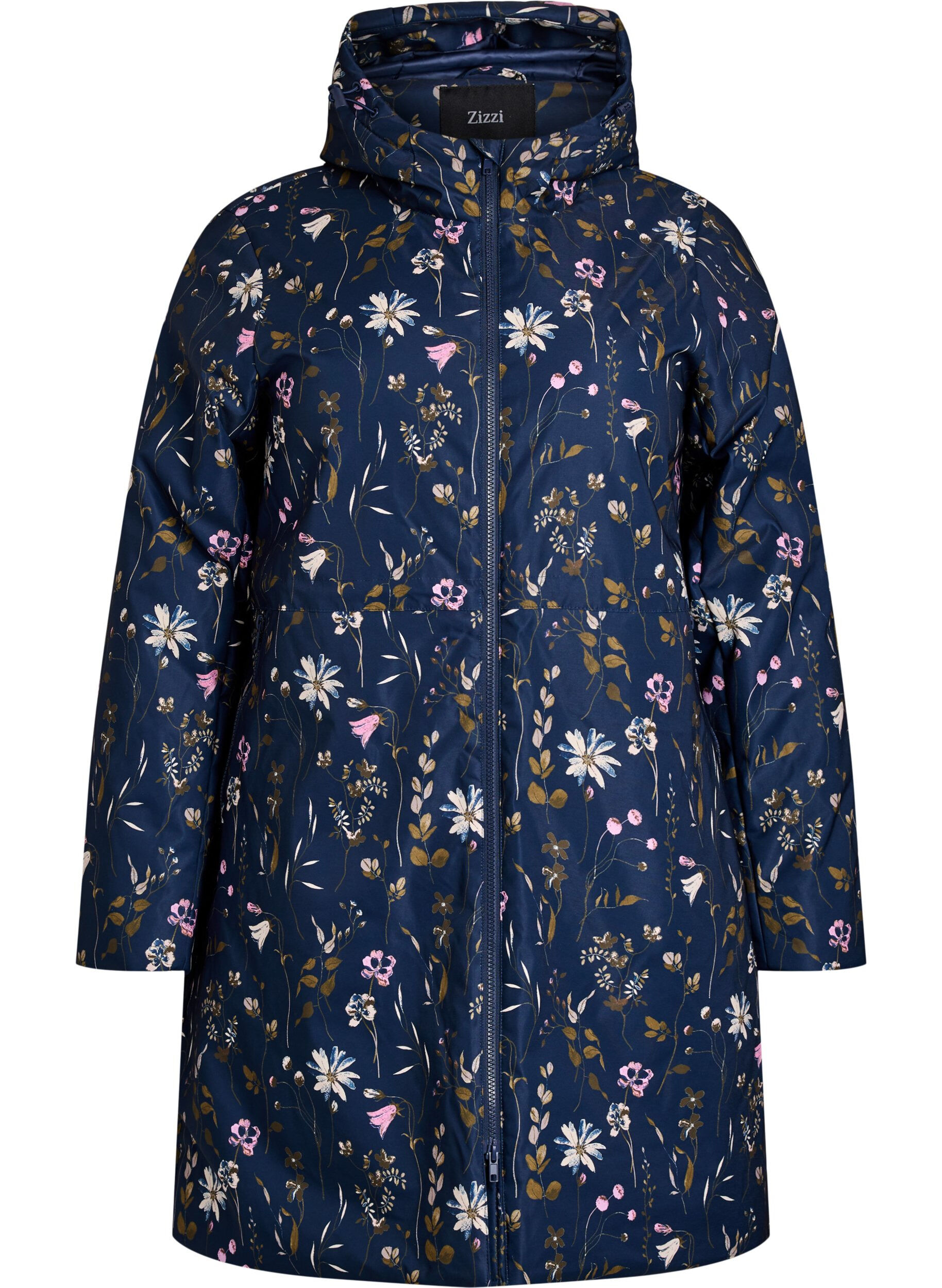 ZizziGepolsterte Winterjacke mit Blumenprint, Blau, Packshot image number 0