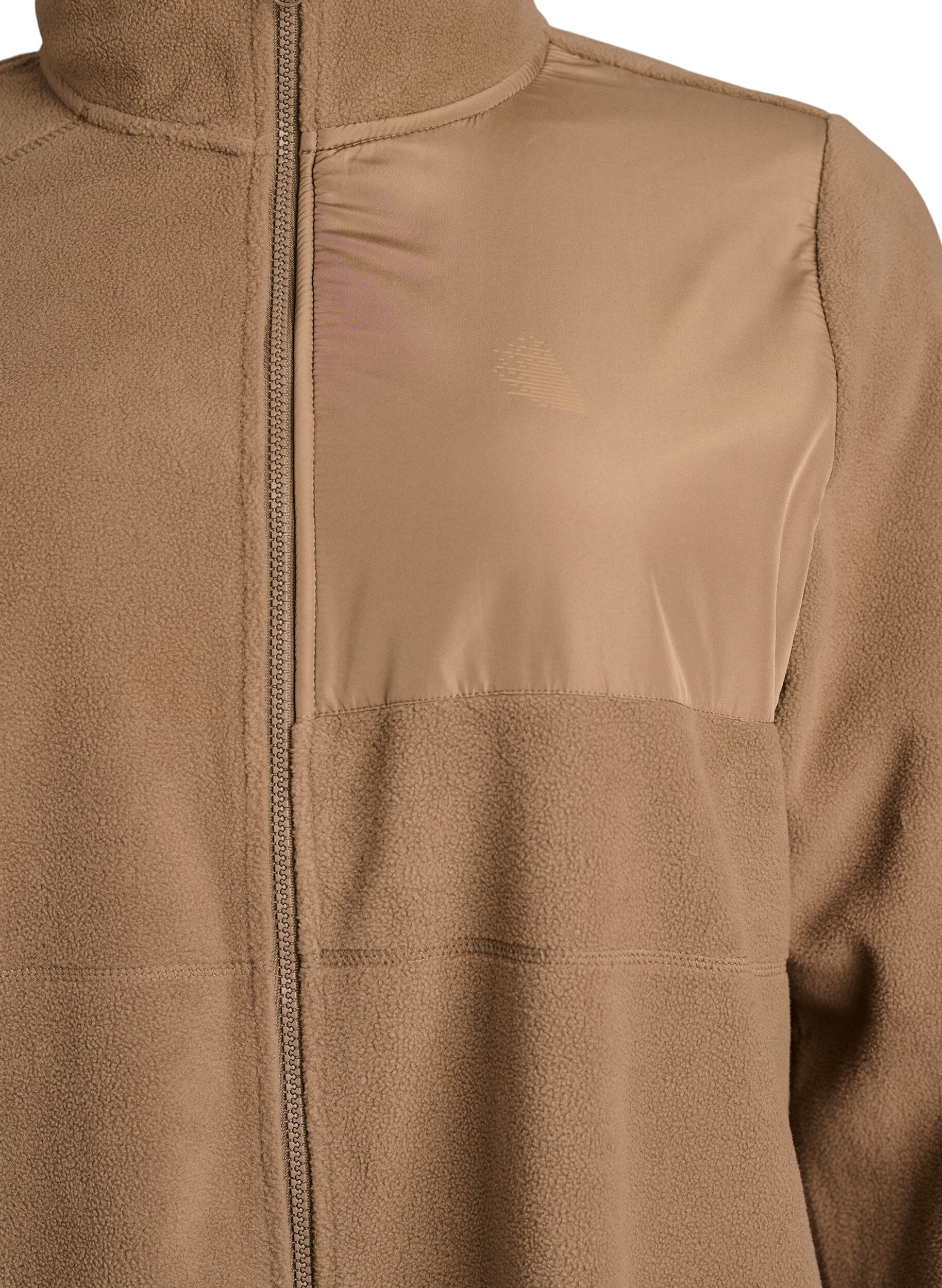 ZizziFleecejacke mit hohem Kragen und Rei&szlig;verschluss, Braun, Packshot image number 2