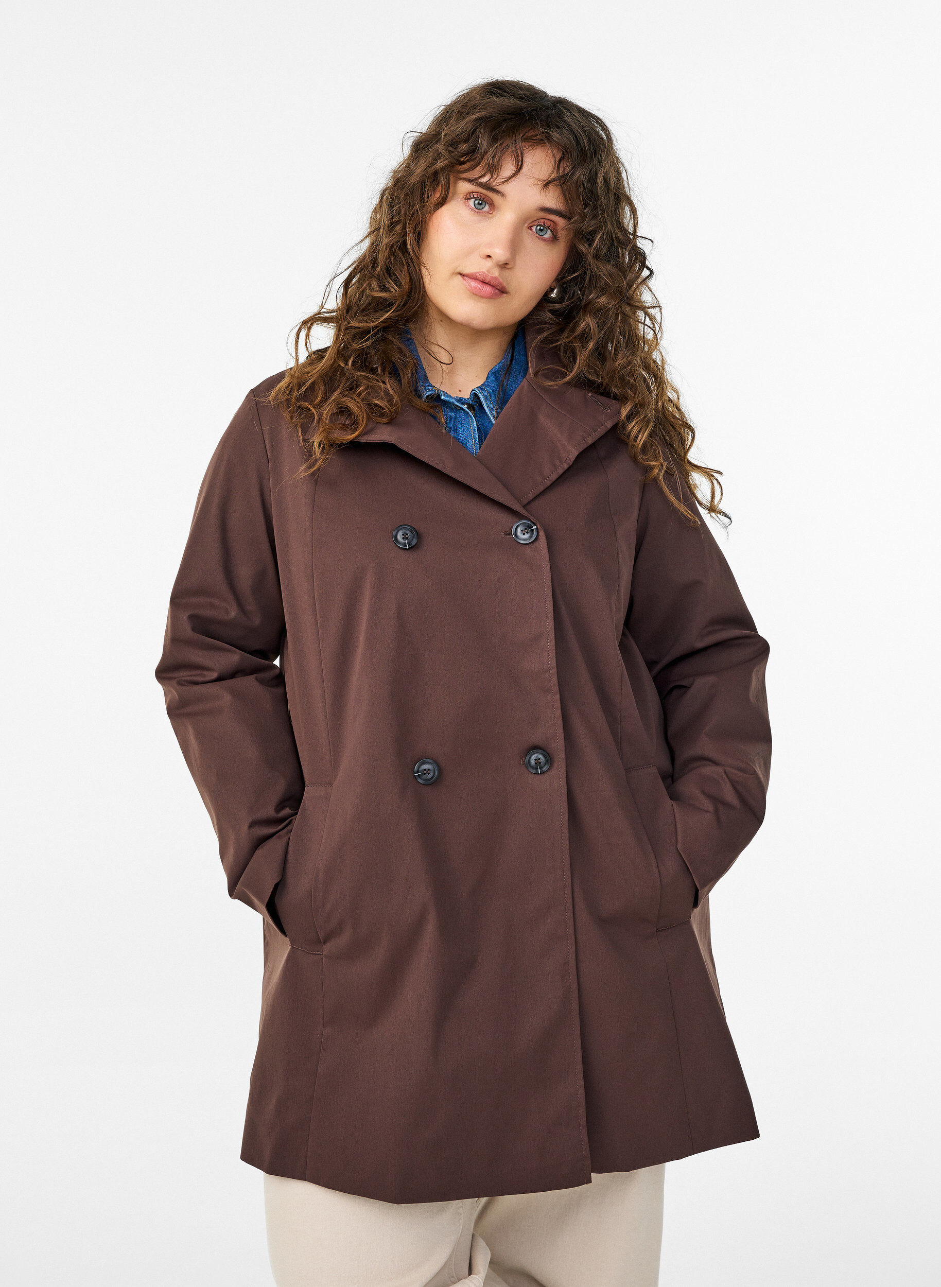 ZizziFr&uuml;hlingsjacke aus wasserabweisendem Material mit A-Linie, Braun, Model image number 0