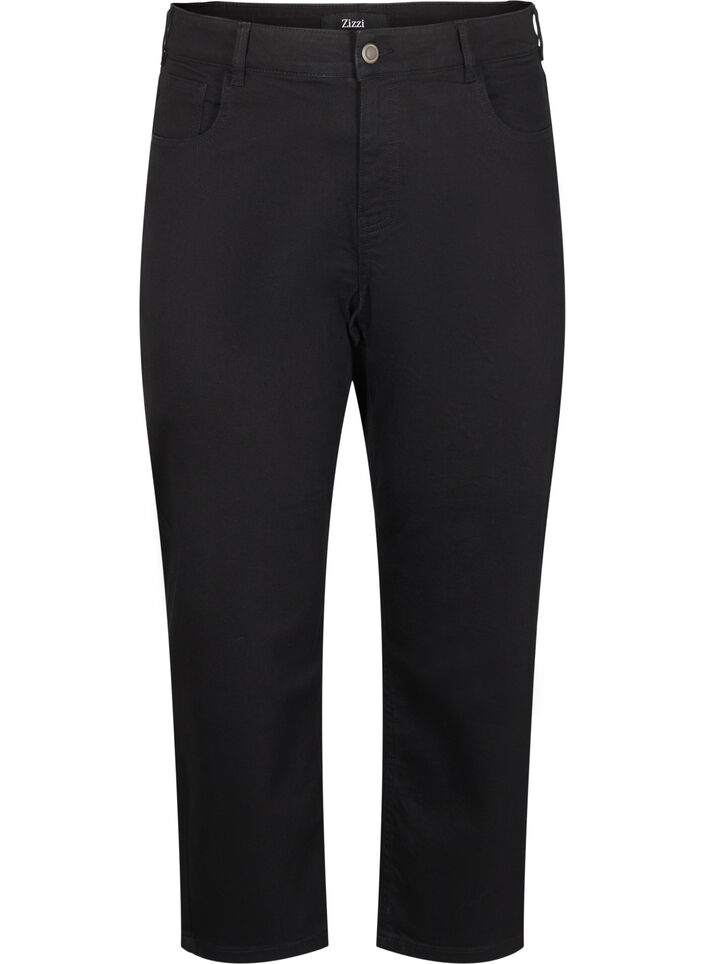 Gek&uuml;rzte Vera Jeans mit geradem Bein, Schwarz, Packshot image number 0