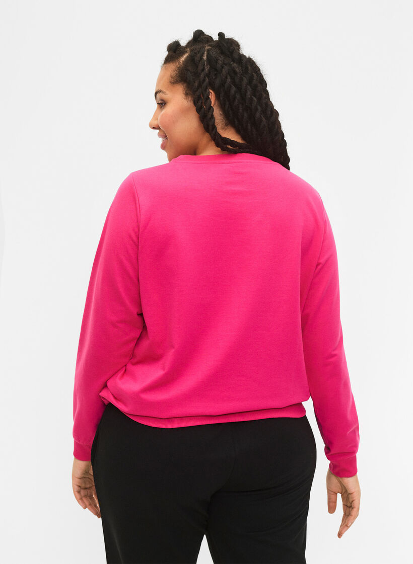 Sweatshirt mit Text, Fuchsia P. W. Reset, Model image number 1