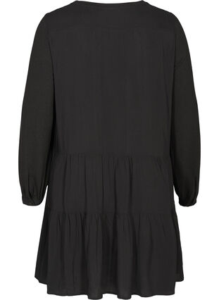 Langarm Kleid mit A-Linie, Black, Packshot image number 1