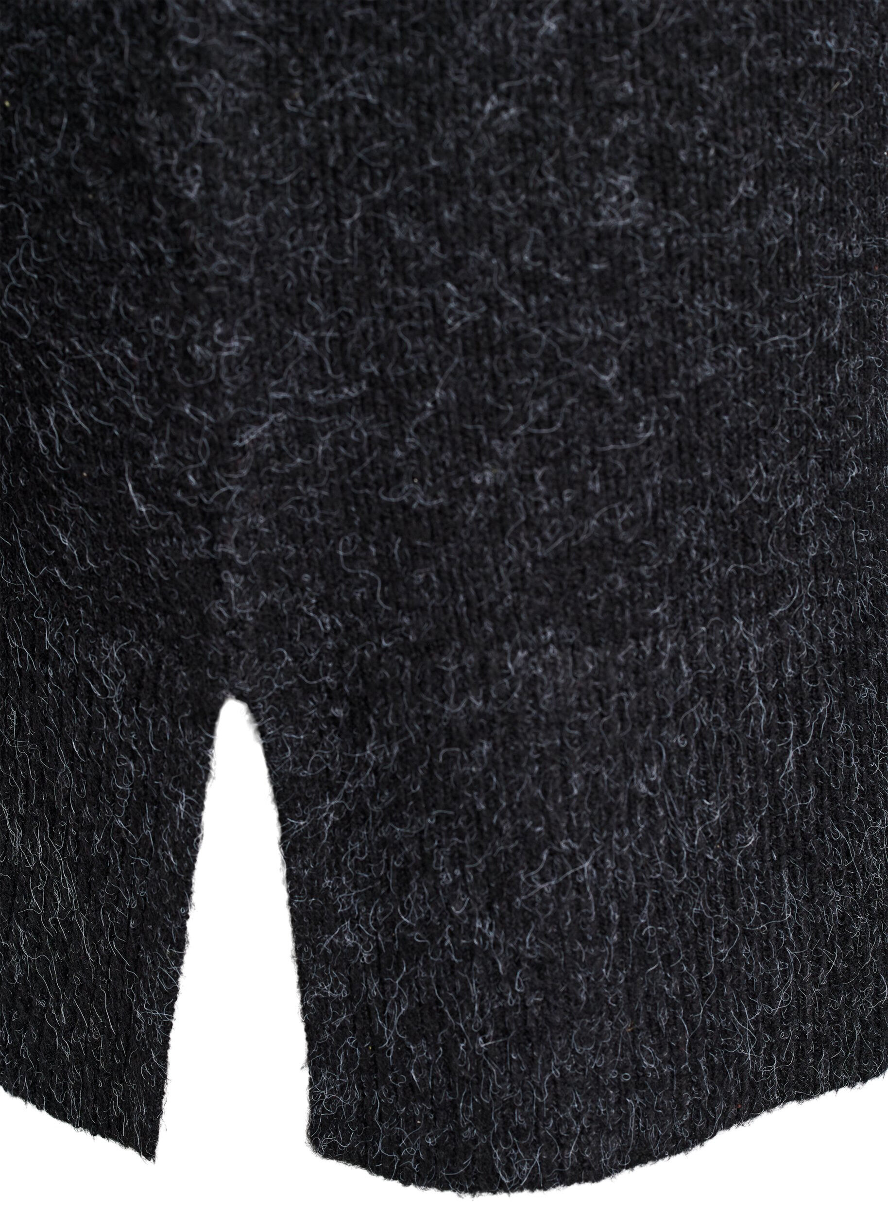 ZizziGestricktes Minikleid mit gewelltem Saum und Schlitzen, Grau, Packshot image number 3