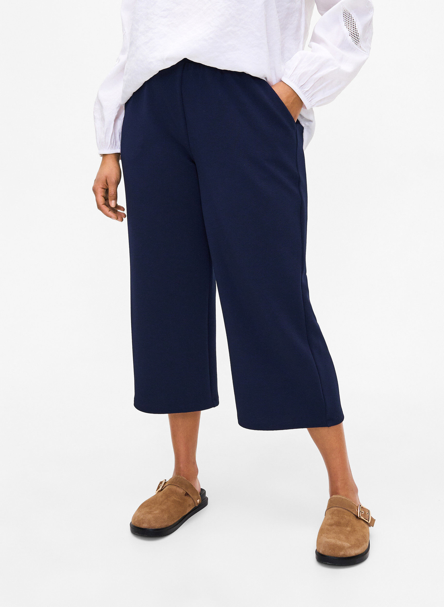 Zizzi7/8 Hose mit lockerer Passform, Blau, Model image number 2