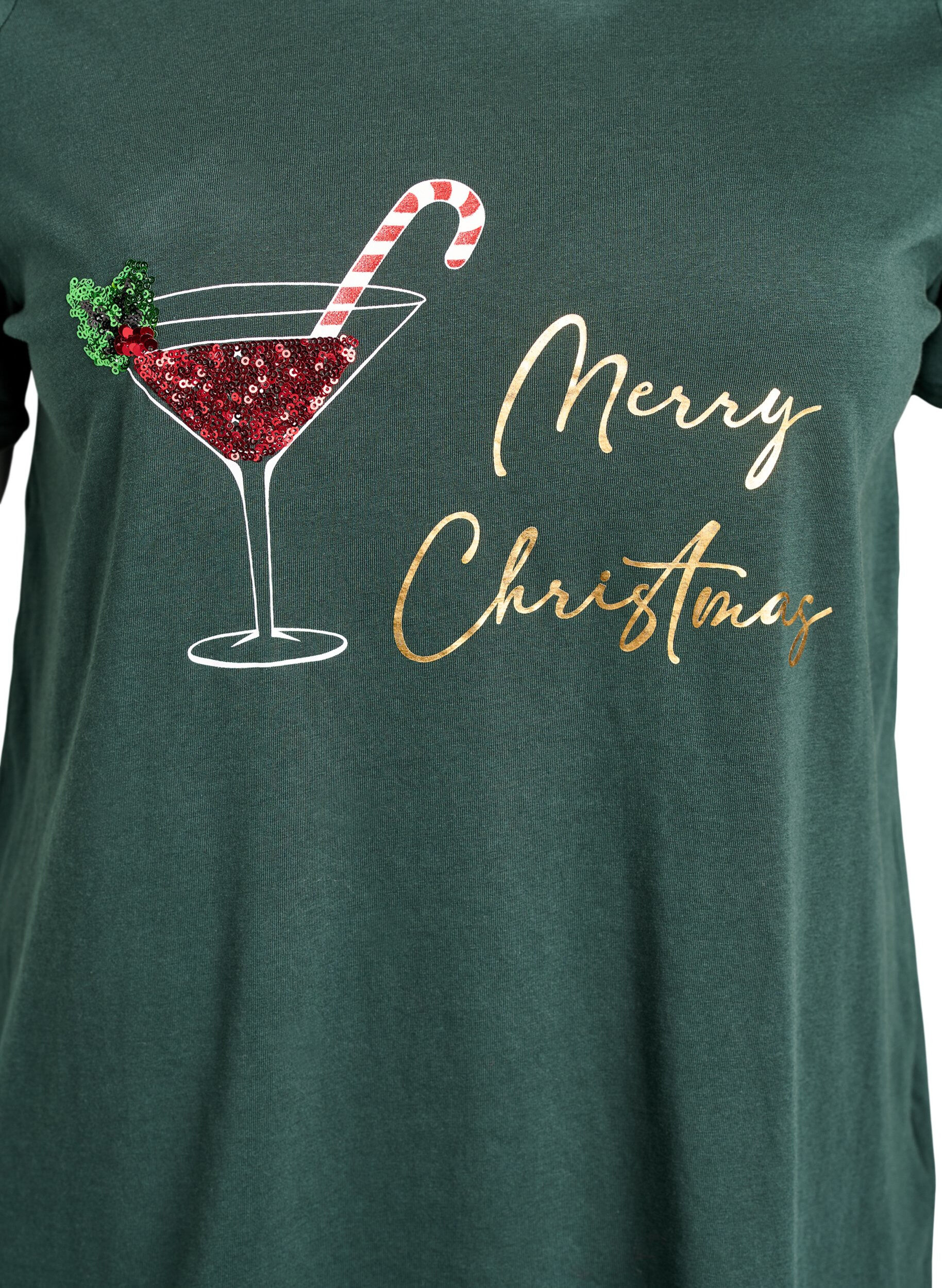 ZizziWeihnachts-T-Shirt aus Bio-Baumwolle, Gr&uuml;n, Packshot image number 2