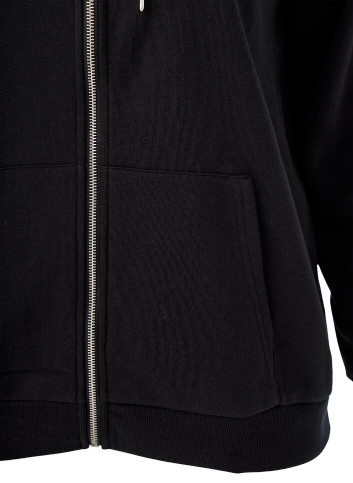 Kapuzensweatshirt mit Rei&szlig;verschluss und Taschen, Schwarz, Packshot image number 2