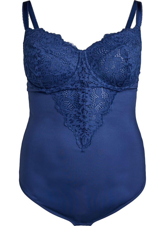 Body mit Bügel und Spitze, Blau, Packshot image number 0