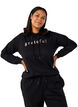 Sweatshirt mit Kapuze und Aufdruck, Schwarz, Model image number 0