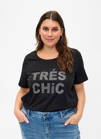 T-Shirt mit Nieten aus Bio-Baumwolle, Black W. TRÉS, Model
