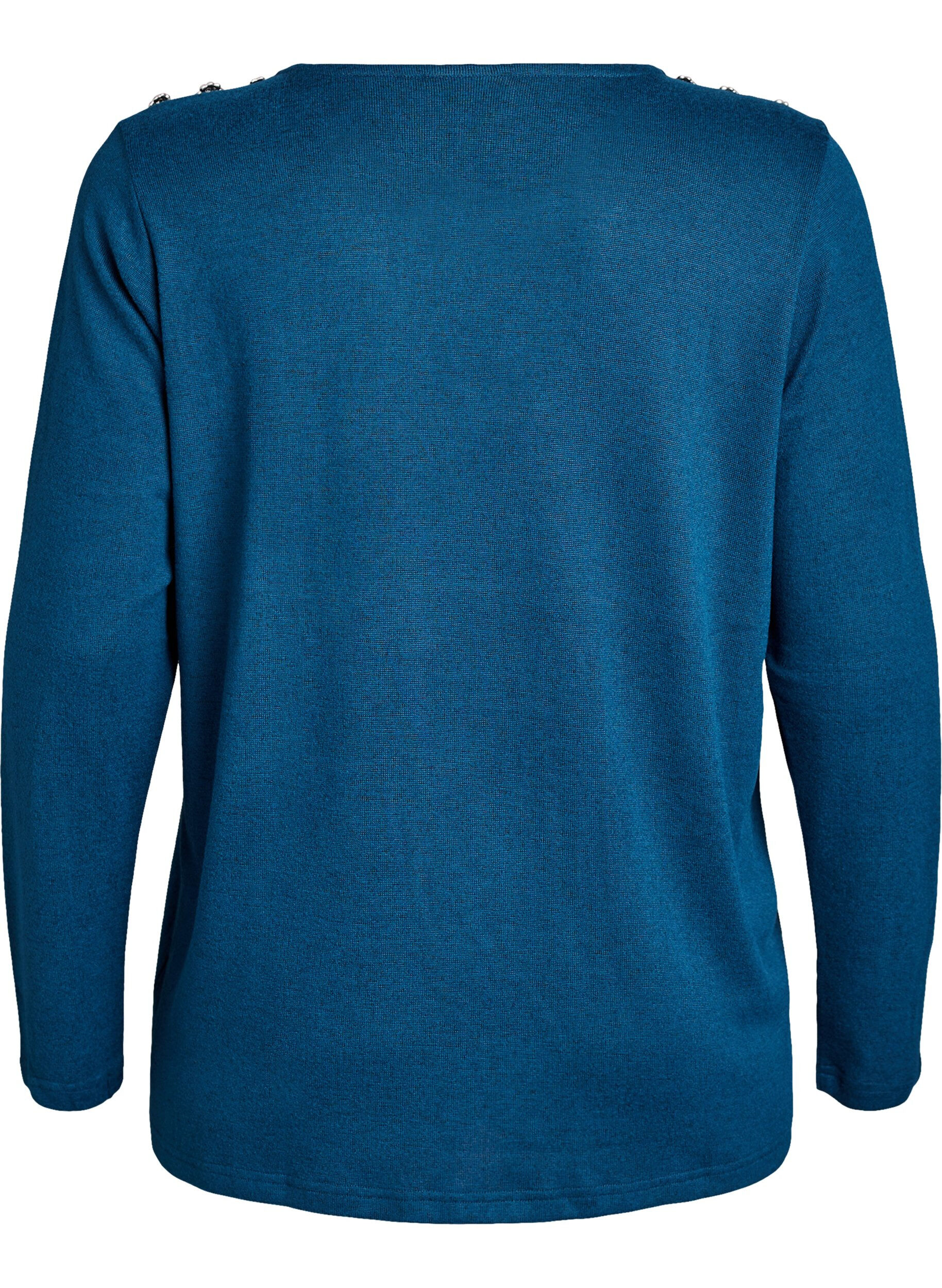 ZizziBluse mit Zierkn&ouml;pfen, Petrol, Packshot image number 1