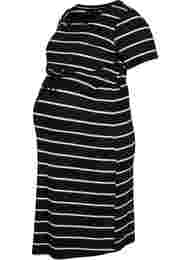 Gestreiftes Schwangerschaftskleid aus Viskose, Black Grey Stripe, Packshot