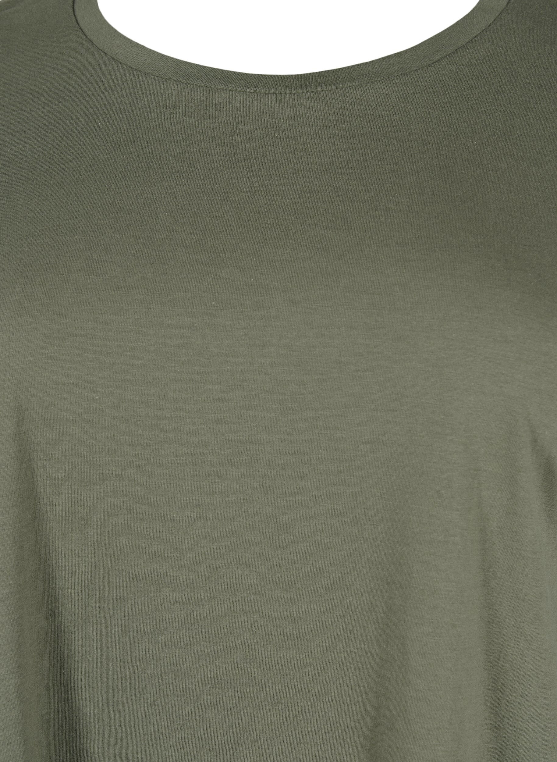 ZizziKurz&auml;rmeliges T-Shirt aus einer Baumwollmischung, Gr&uuml;n, Packshot image number 2