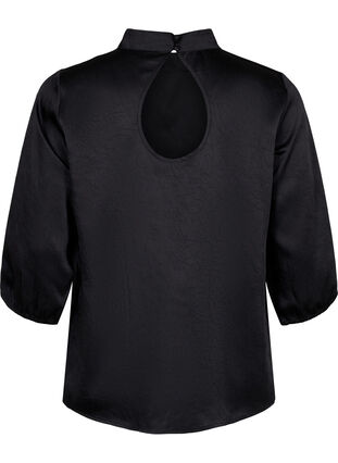 Bluse mit 3/4 Ärmeln und Stehkragen, Black, Packshot image number 1
