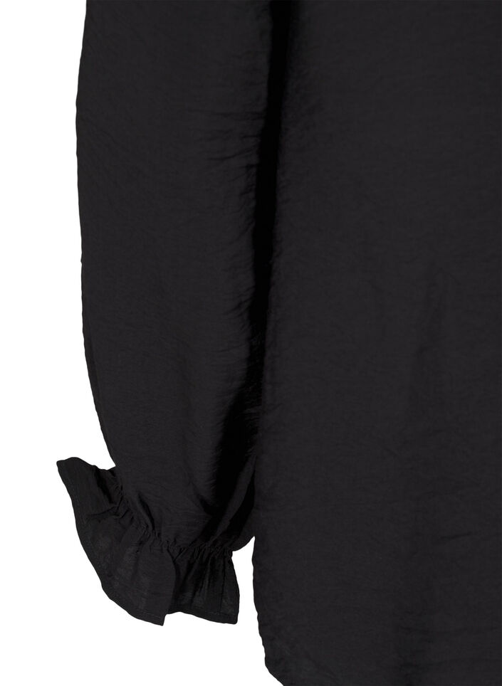 Langärmlige Bluse mit V-Ausschnitt, Black, Packshot image number 3