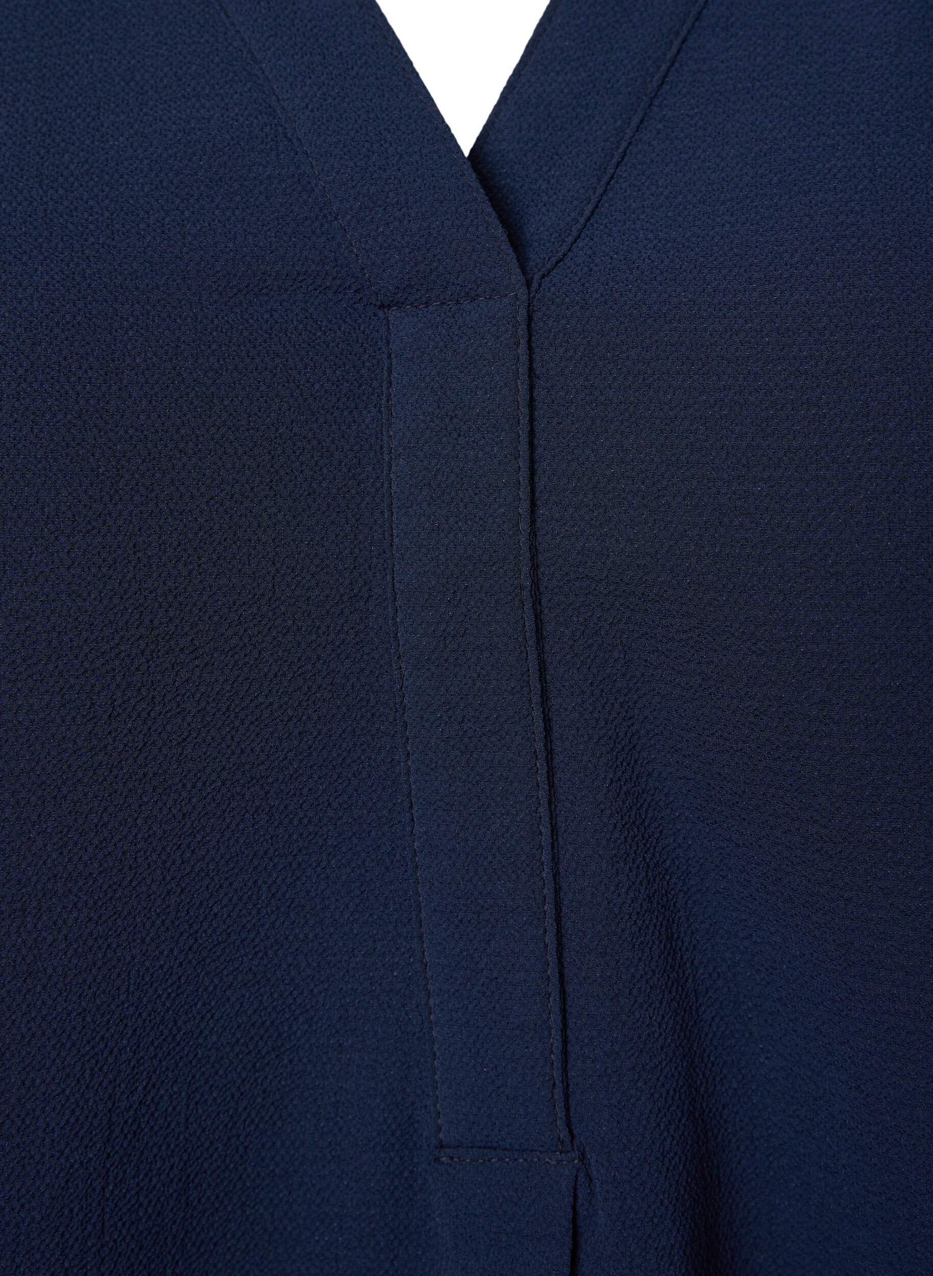 ZizziUnifarbene Bluse mit V-Ausschnitt, Navy Blazer, Packshot image number 2