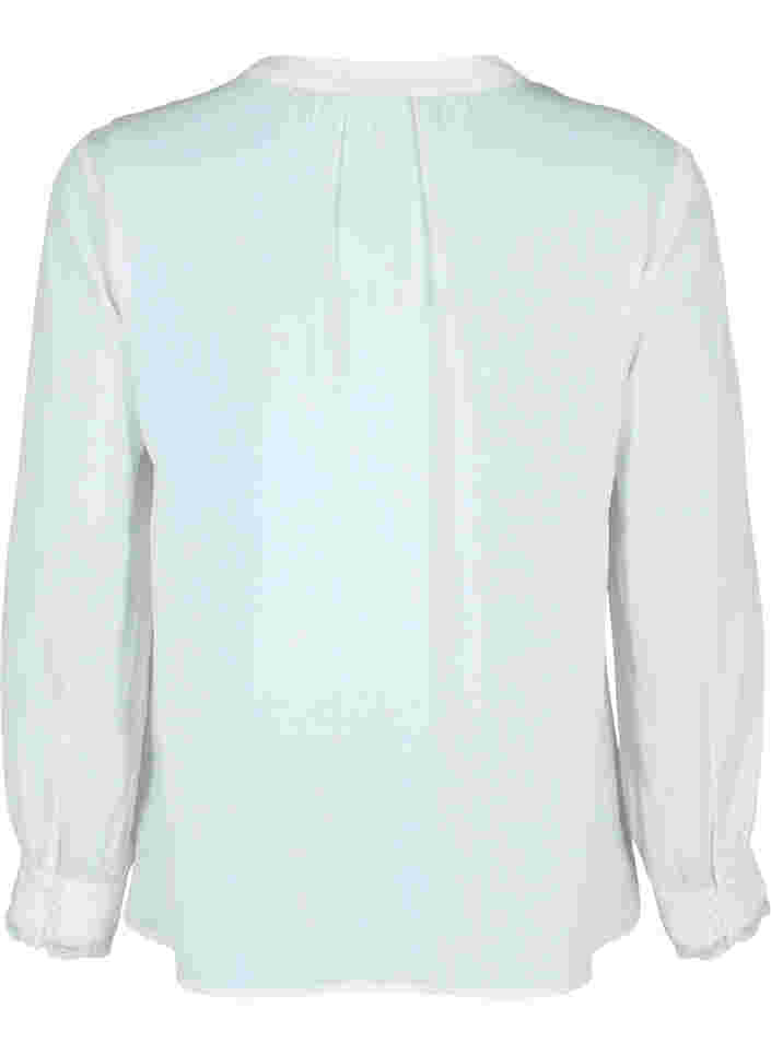 	 Langärmelige Bluse mit V-Ausschnitt, Bright White, Packshot image number 1