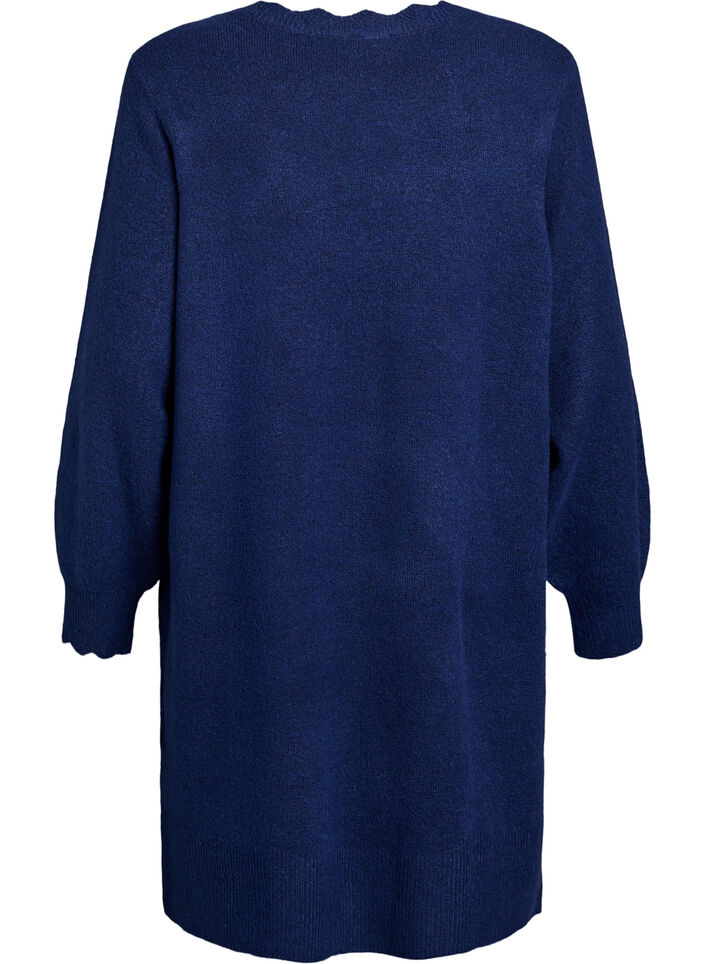 Gestricktes Minikleid mit gewelltem Saum und Schlitzen, Blau, Packshot image number 1